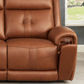 Emma Power Headrest Zero Gravity Reclining Sofa Brown Memory Foam Genuine Leather 3 Seat