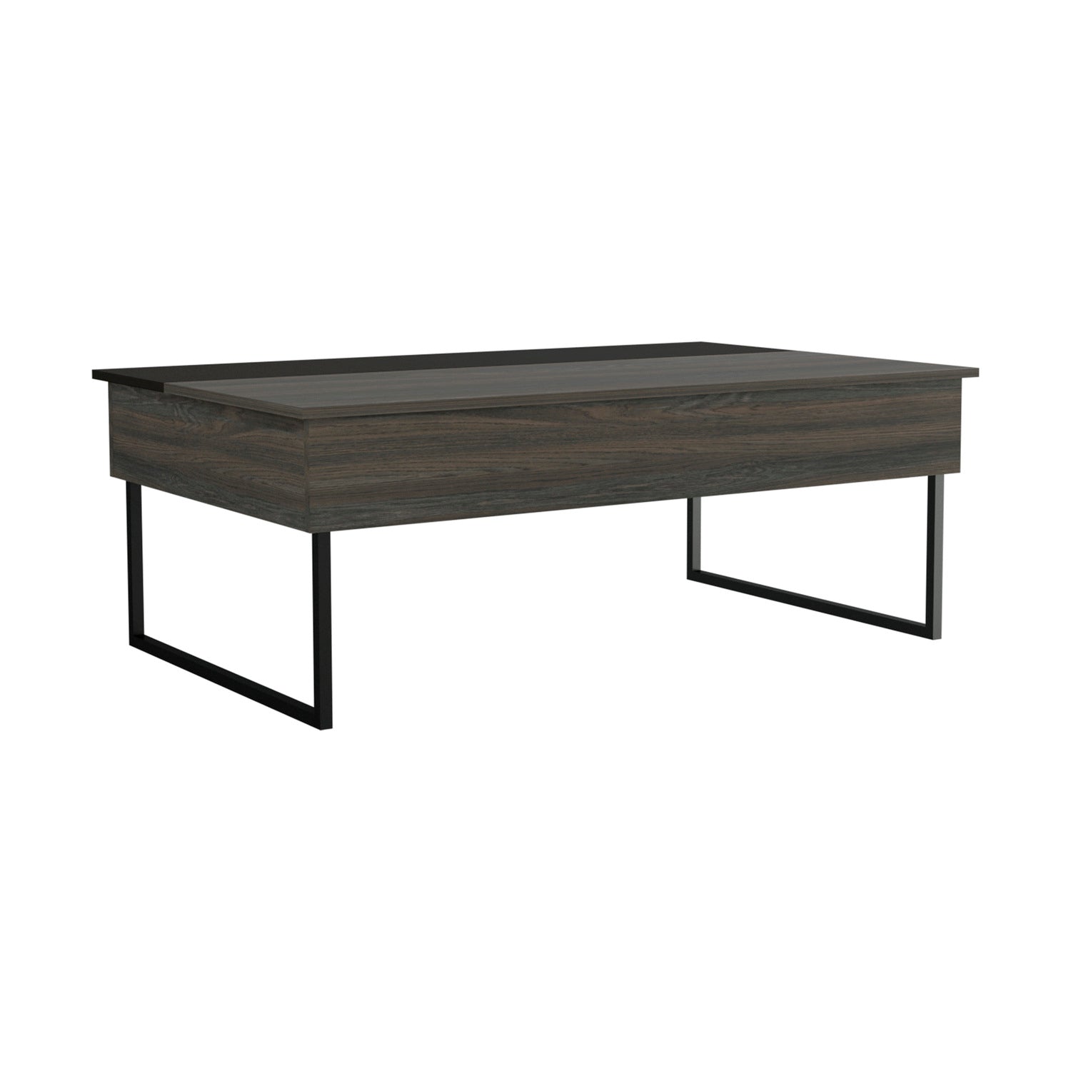 Chester Lift Top Coffee Table Carbon Gray Primary Living Space Contemporary Manual Floor Mount Pine Bookcase Melamine Engineered Wood