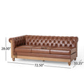 Mirod Comfy Large Sectional Sofa With Wooden Legs, Retro Style For Living Room Light Brown Pu 6 Seat