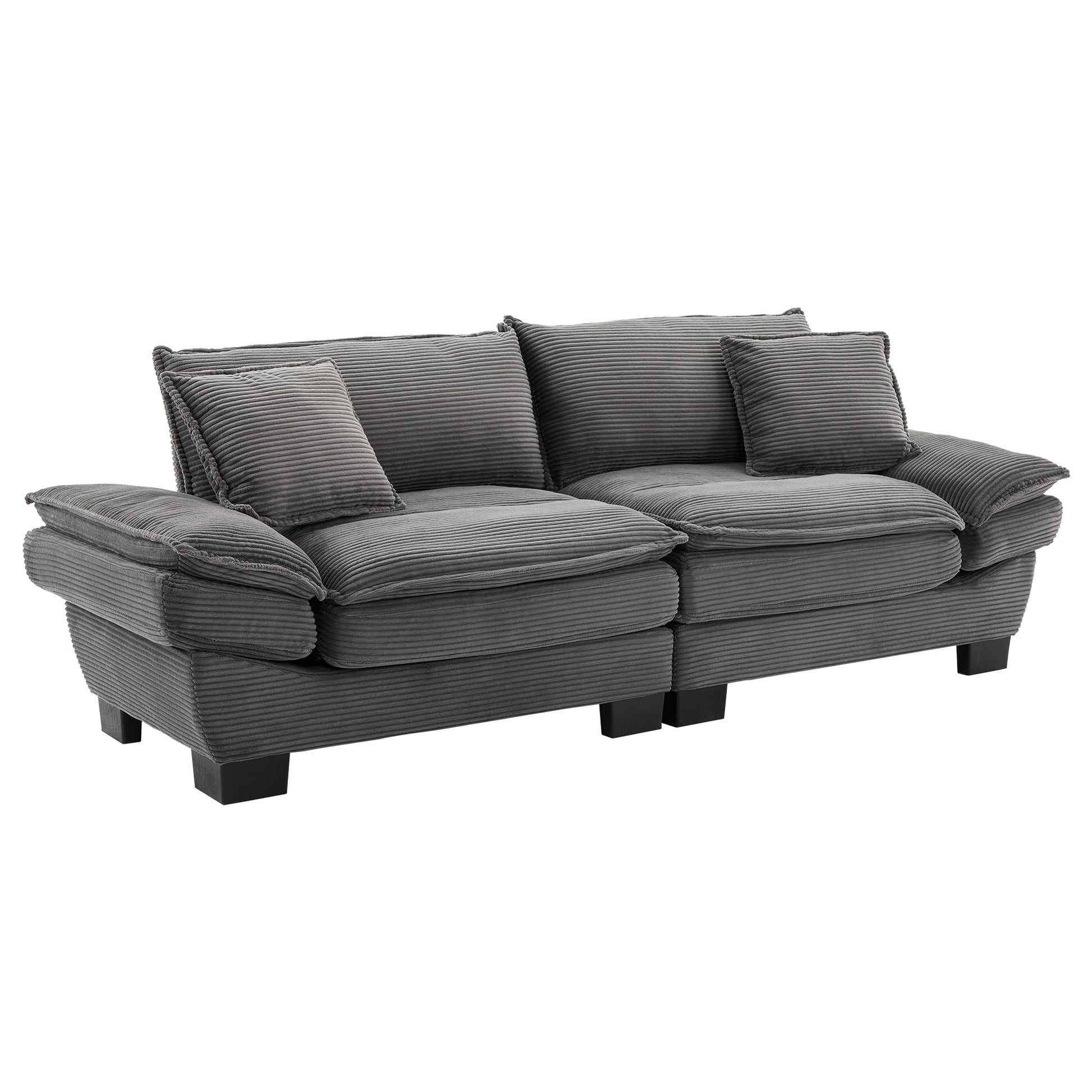 Corduroy Sofa Sleeper Couch Loveseat Sofa With Pillows Comfy Upholstered Deep Seat Sofa For Bedroom,Living Room,Apartment,Office,Dorm Grey Corduroy Grey Foam Upholstered 2 Seat