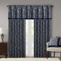 Jacquard Curtain Panel Pair Navy Polyester