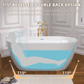 55 Inch Acrylic Freestanding Bathtub Contemporary Soaking White Tub With Overflow And Pop Up Drain Gloss White Gloss White Oval Bathroom Freestanding Tubs Polished Less Than 59 In Contemporary,Modern Soaking Center Fiberglass Acrylic