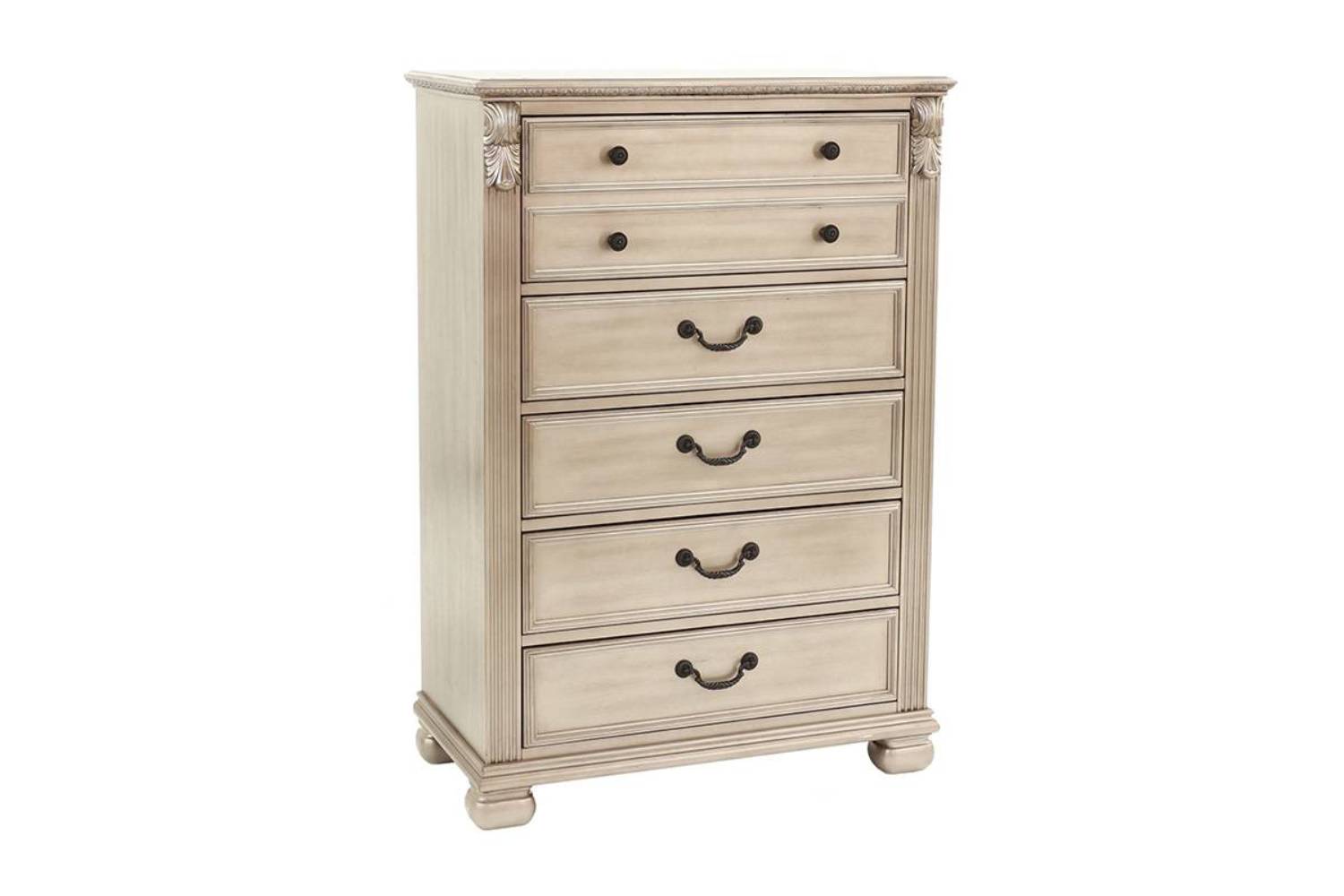 Antique Silver 1Pc Chest Of Drawers Storage Bedroom Furniture Traditional Classic Style Chest Antique Silver Bedroom Contemporary,Modern,Transitional Particle Board Mdf,Plywood