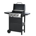 Propane Gas Grill 3 Burner Barbecue Grill, Stainless Steel 26,000 Btu Patio Garden Barbecue Grill With Two Shelves, Lid, Wheels And Bottle Opener Black Iron