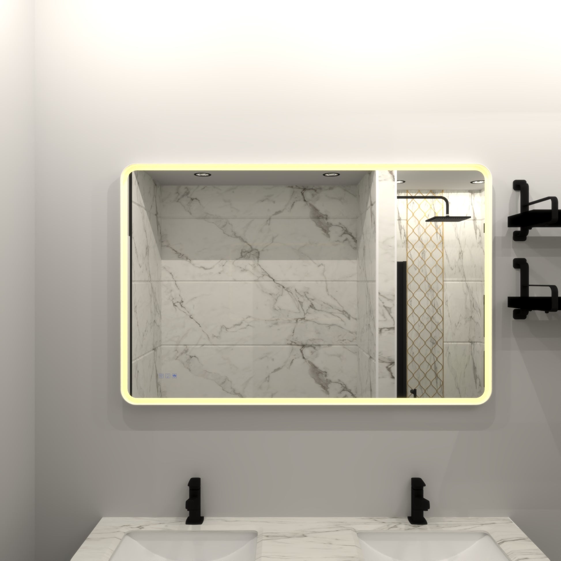 Bathroom Led Mirror Matte White Iron