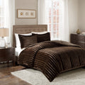 Faux Fur Comforter Mini Set King Chocolate Polyester