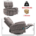 Overstuffed Rocker Recliner Chair With Massage And Heat, 360 Swivel Fabric Wide Seat Single Sofa Lounge Chairs With Side Pocket, Manual Home Theater Recliners For Living Room Grey Metal Soft Heavy Duty Textile