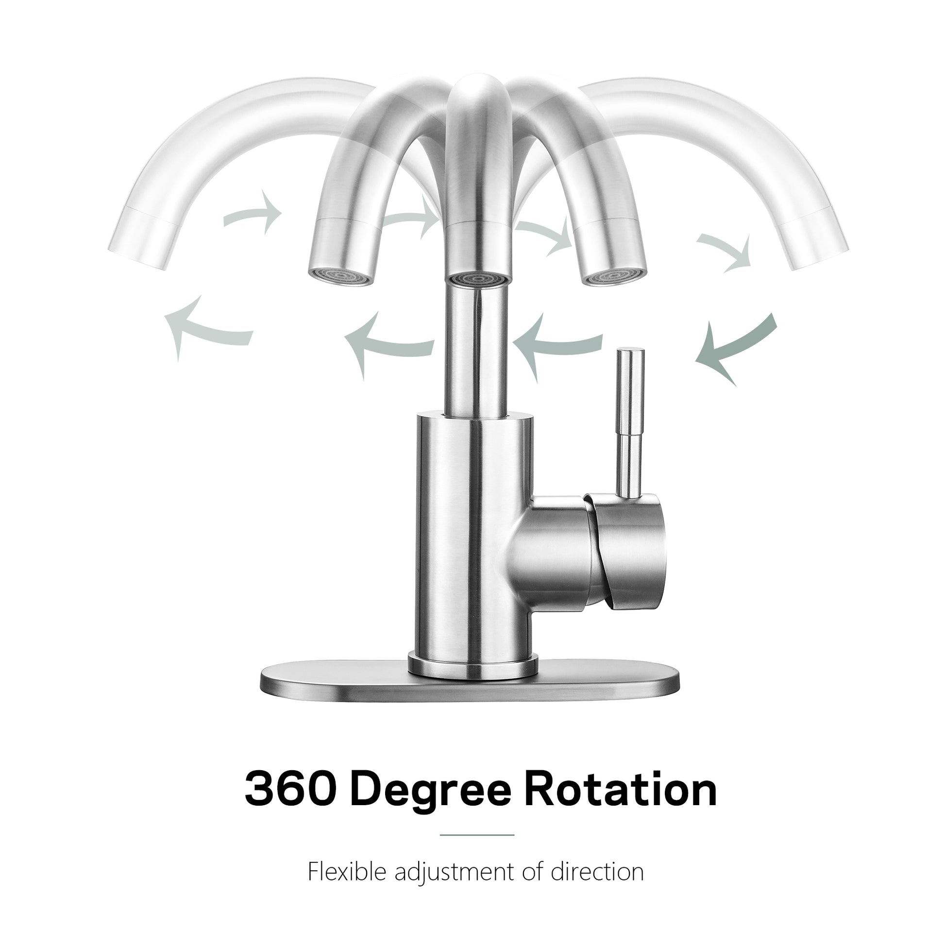 Bathroom Faucet Single Hole Single Handle, Brushed Nickel One Brushed Nickel Deck Mounted Single Hole Faucets Bathroom Nickel 1 Hole Faucets Stainless Steel