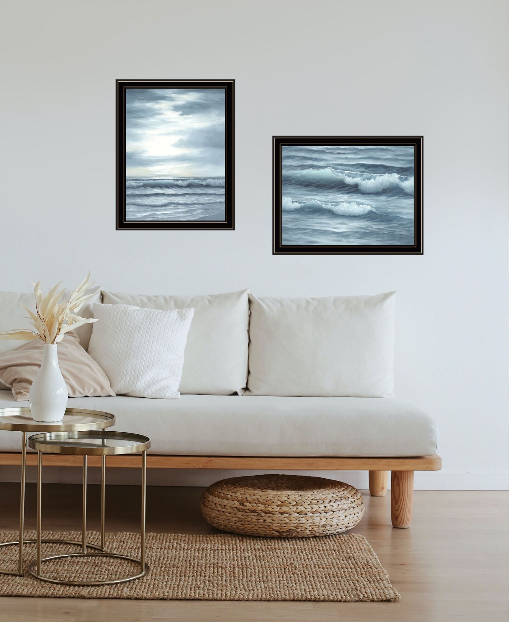 "The Ocean Blue High Tide At Sunset" Framed Wall Art For Living Room, Wall Art Print For Home Decor, Bedroom Wall Art By Georgia Janisse Multicolor Wood Paper