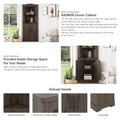 Tall Corner Cabinet With Doors For Living Room, Bathroom,Dining Room Or Kitchen,Color:Dark Walnut Walnut Mdf