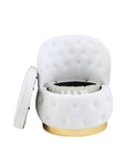 360 Degree Swivel Cuddle Barrel Accent Storage Chairs White Velvet