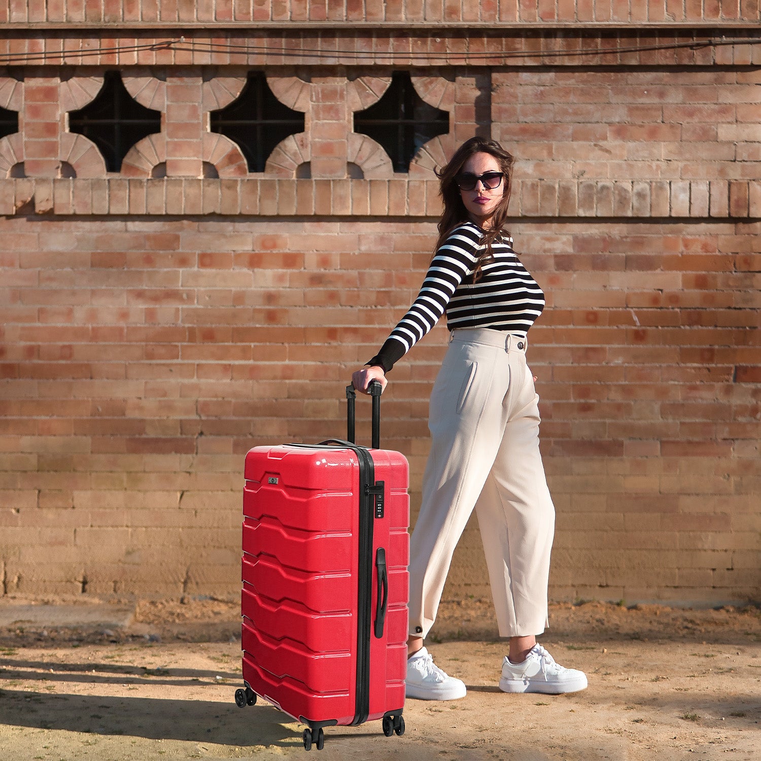 Luggage Sets Abs Pc Hardshell 3Pcs Clearance Luggage Hardside Lightweight Durable Suitcase Sets Spinner Wheels Suitcase With Tsa Lock 20 24 28 ,Red Red Abs Pc