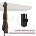 Outsunny 10' Cantilever Patio Umbrella, Square Offset Umbrella With Tilt, Crank, Cross Base, Aluminum Pole And Air Vent, Hanging Umbrella For Garden, Pool, Backyard, Tan Brown Aluminum