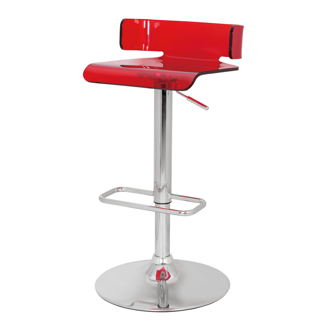 Red And Chrome Adjustable Swivel Stool Red Bar Stools & Counter Stools Bedroom Rectangular Modern Adjustable Metal