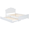 Full Size Wood Platform Bed With Headboard And Twin Size Trundle, White Box Spring Not Required Full White Wood Bed Frame Solid Wood Mdf