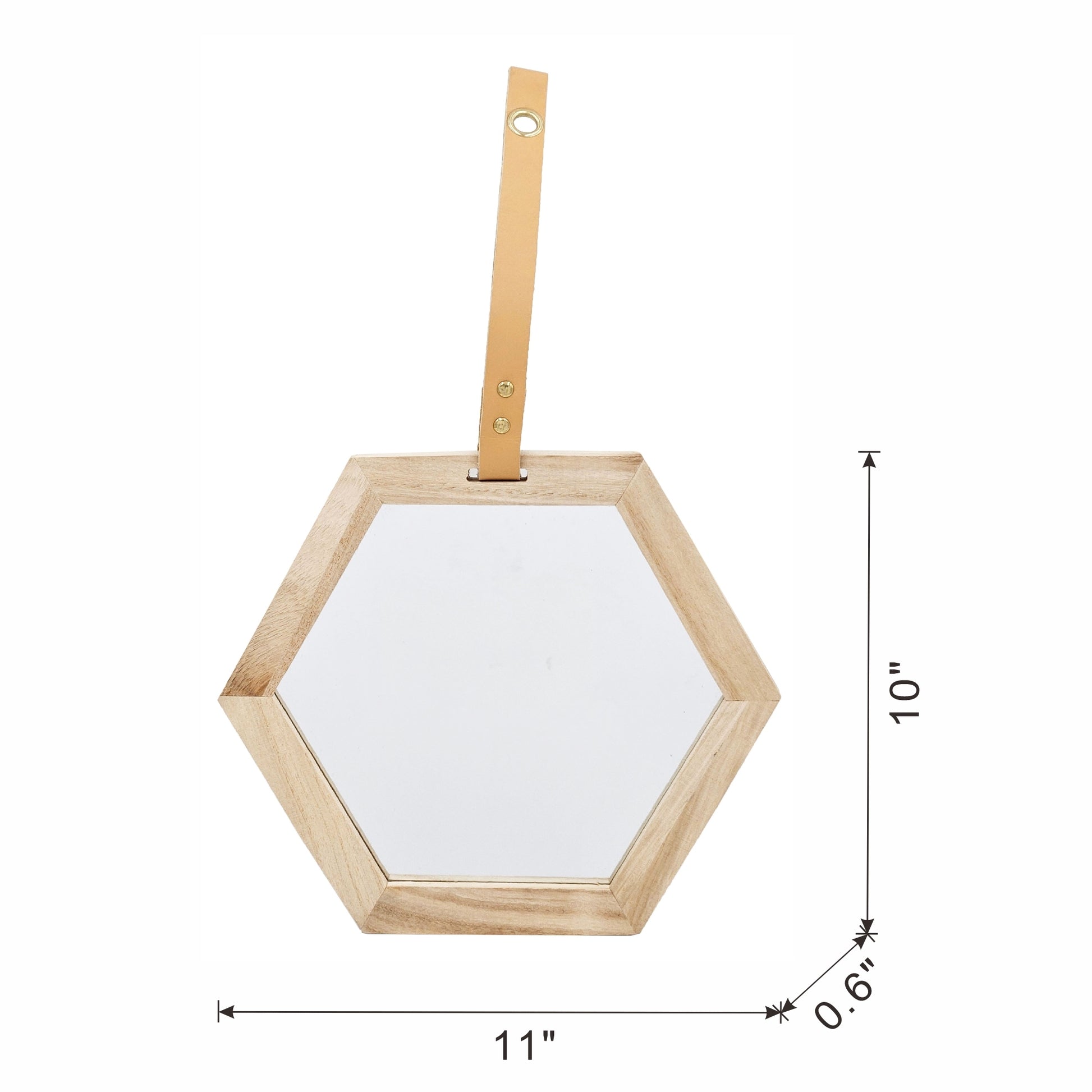 Harlan Hexagon Mirror, 11X10" Beige Brown Wood Glass