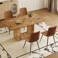 Table And Chair Set. Modern Dining Table With Mdf Top And Beautiful Mdf Legs. Comes With Brown Comfortable Chair With Seat And Metal Legs. Suitable For A Wide Range Of Decorative Styles. Brown,Wood Seats 4 Mdf