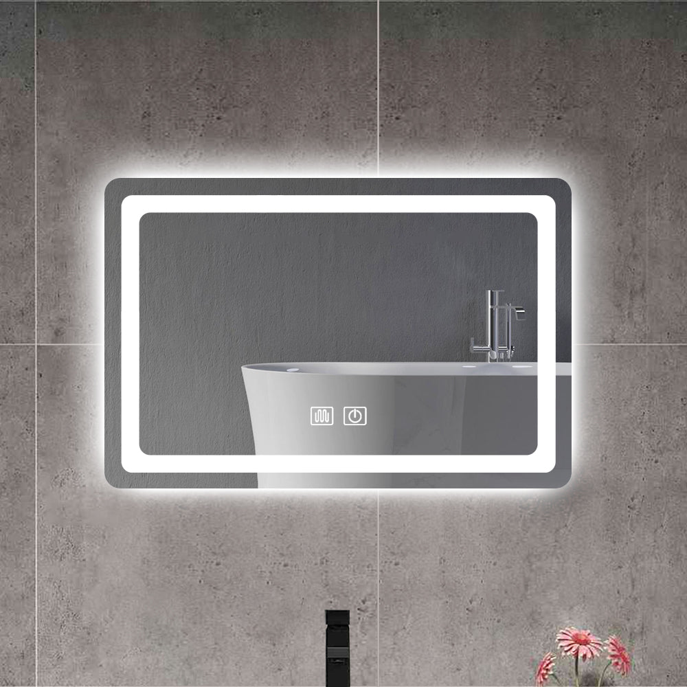 15 In. H Led Single Bathroom Vanity Mirror In Polished Crystal Bathroom Vanity Led Mirror For Bathroom Wall Smart Lighted Vanity Mirrors Transparent Glass