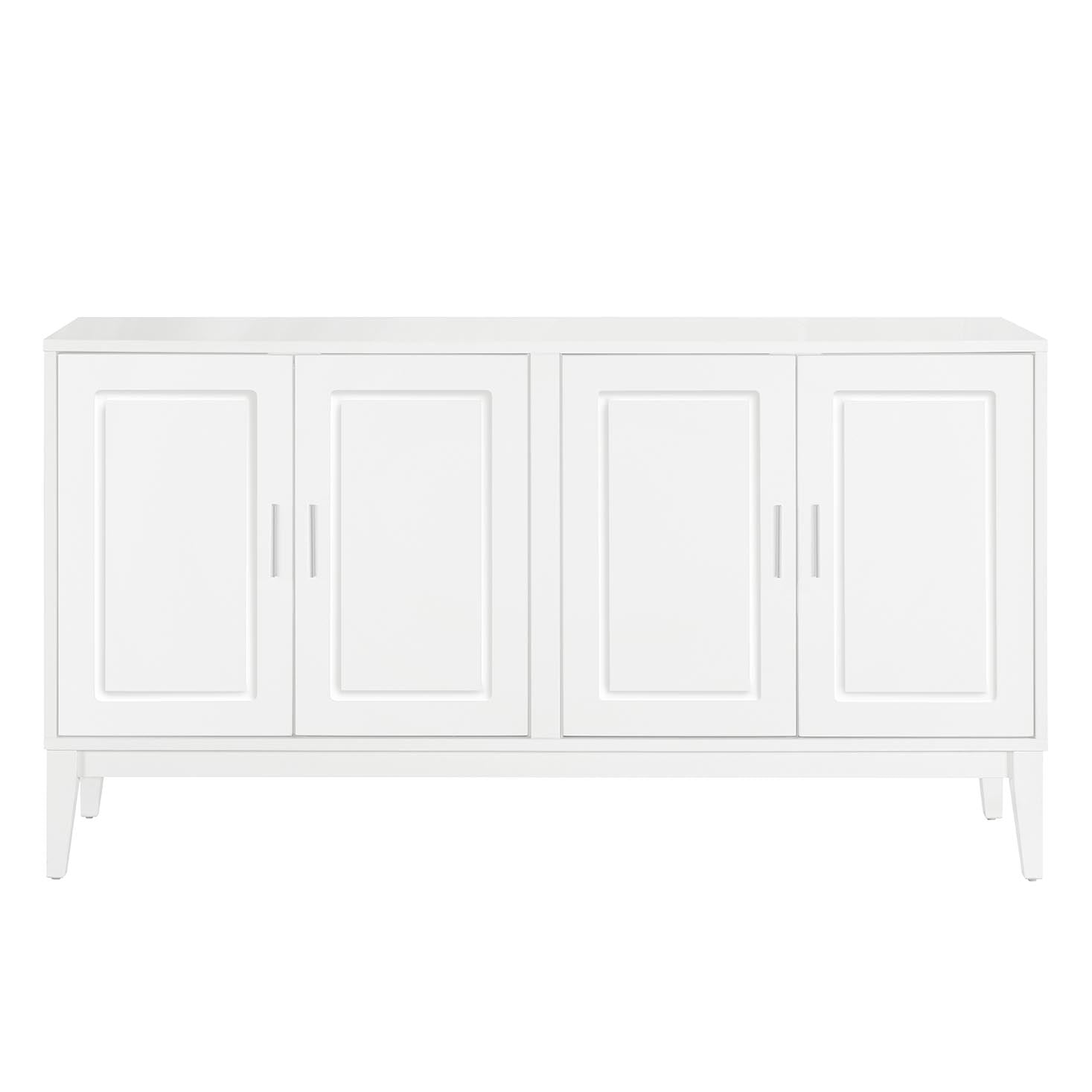 4 Door Sideboard Storage Cabinet With Door Shelf For Living Room And Dining Room, Two Large Cabinets With Adjustable Shelf, White White Rubberwood Solid Wood Mdf