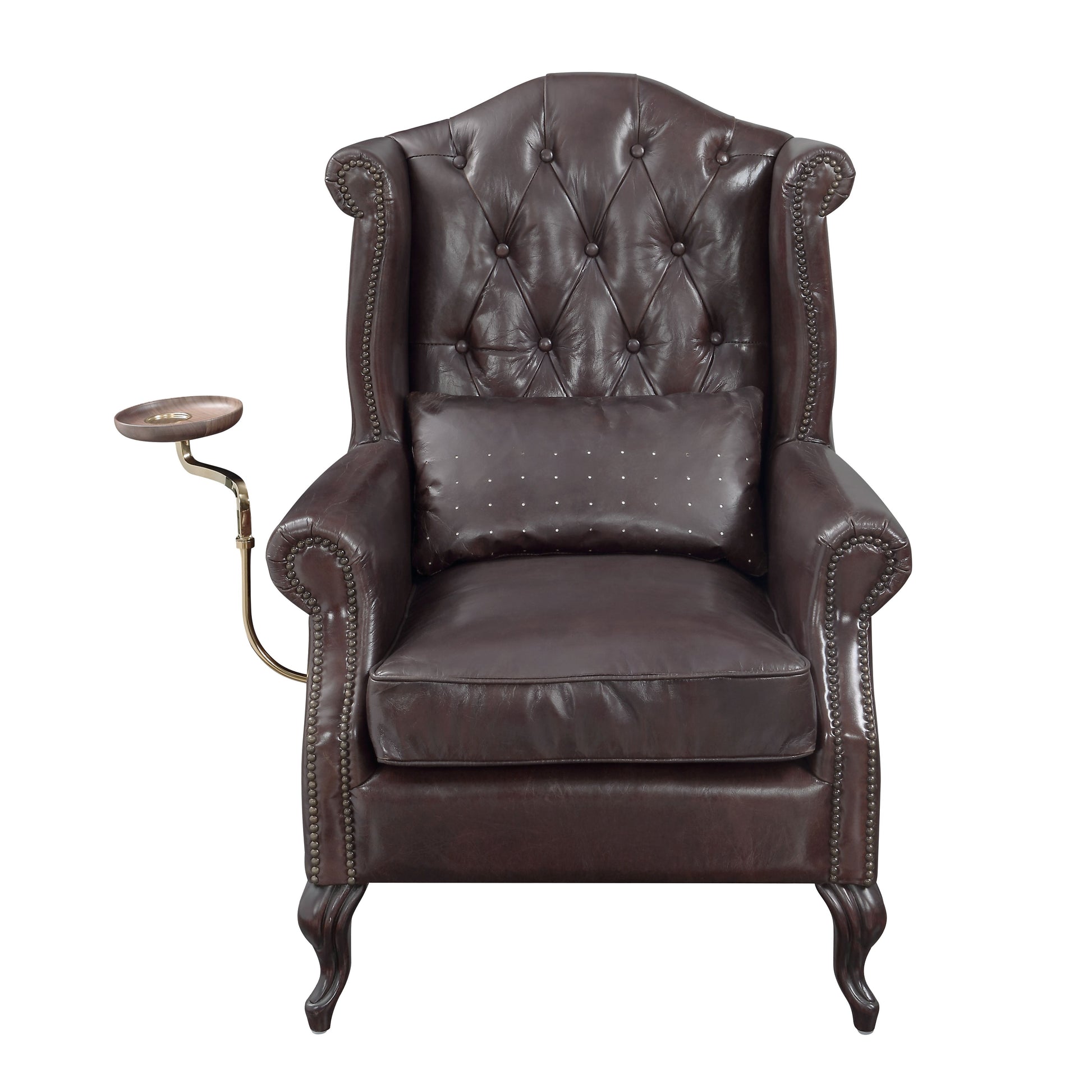 Pino Accent Chair, Vintage Brown Top Grain Leather Ac02994 Brown Wood Metal