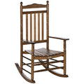 Outsunny Traditional Wooden High Back Rocking Chair For Porch, Indoor Outdoor, Brown Brown Wood