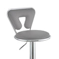 Adjustable Barstool With Round Seat And Stalk Support, Set Of 2, Gray Gray Fabric Metal