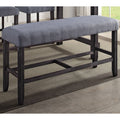 Grey And Weathered Espresso Counter Height Bench Espresso Dining Room Hickory Wood Fabric