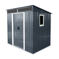 6Ft X 5Ft Outdoor Metal Storage Shed With Window And Transparent Plate For Garden, Lawn Black And White Black White Metal