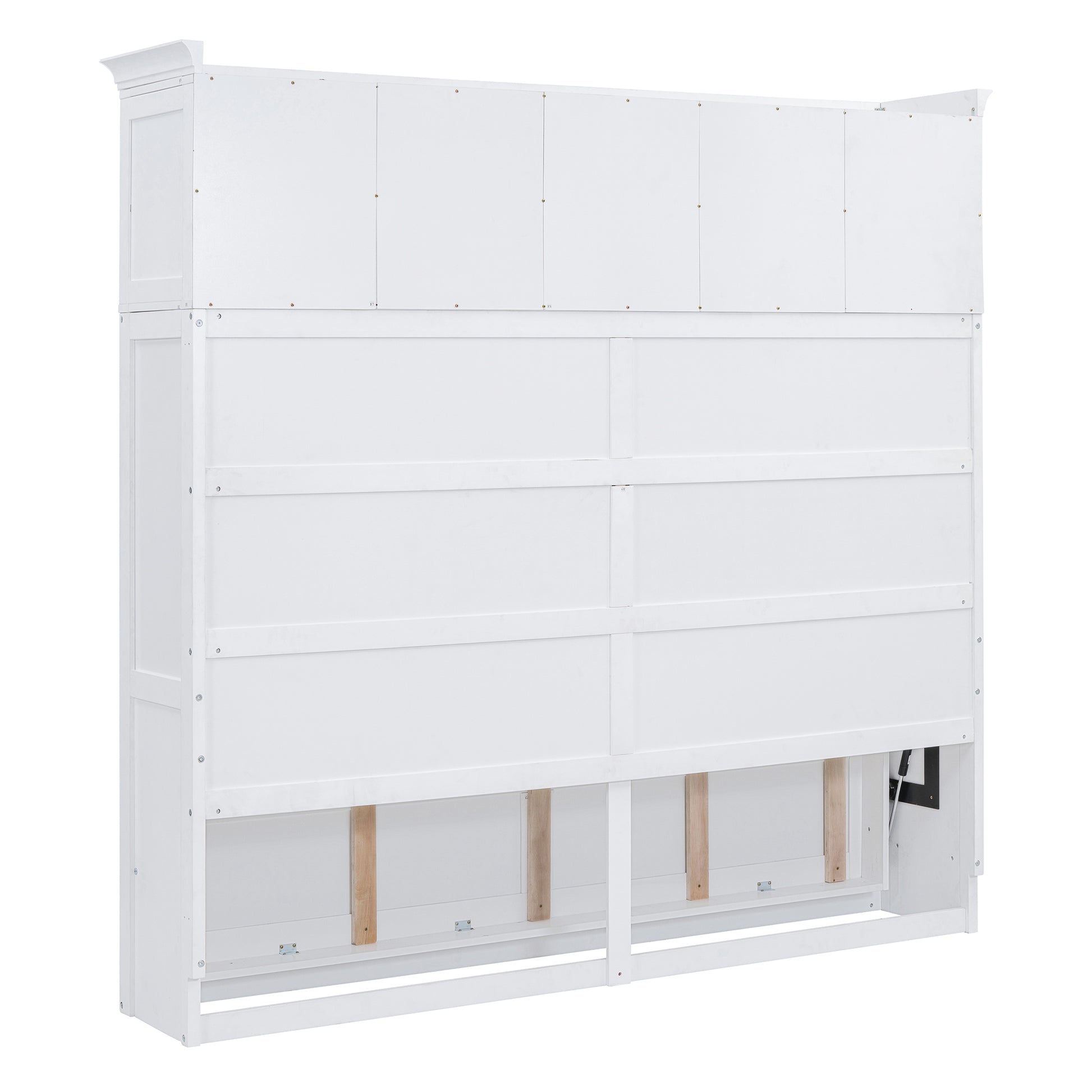 Queen Size Murphy Bed Wall Bed With Top Cabinets,White Queen White Plywood