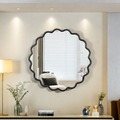 Solid Wood Wavy Mirror Black Vanity Mirror Wall Decor 42