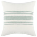 22 Inch Square Linen Accent Throw Pillow, Stripe Design, Eucalyptus, White White Green Wood