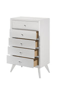 White 5 Drawer Chest With Tapered Legs White Bedroom Modern Wood