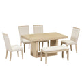 Contemporary 6 Piece 78inch Extendable Pedestal Dining wood-dining room-solid
