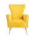 Velvet Accent Chair, Wingback Arm Chair With Gold Legs, Upholstered Single Sofa For Living Room Bedroom Yellow Velvet 1 Seat
