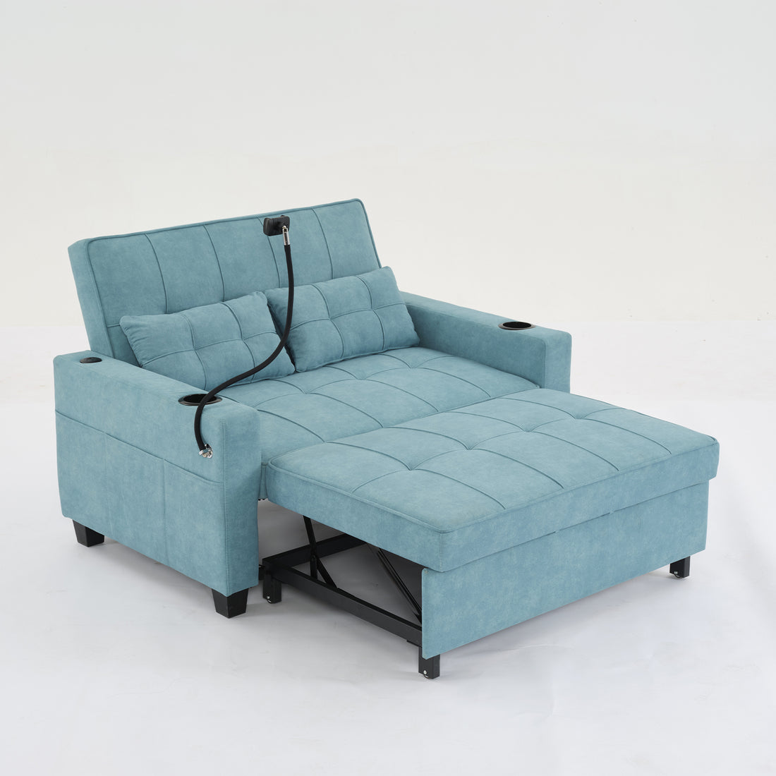 Futon Chair Bed Convertible Chair 3 In 1 Pull Out Sleeper Chair Beds With Usb Ports,Wear Resistant And Anti Scratch, Armchair Bed Sleeper For Living Room Green Tech Cloth Green Foam Tech Cloth 2 Seat