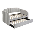 Dove Grey Tufted Back Twin Daybed With Trundle Box Spring Not Required Twin Grey Wood Gray Traditional Velvet