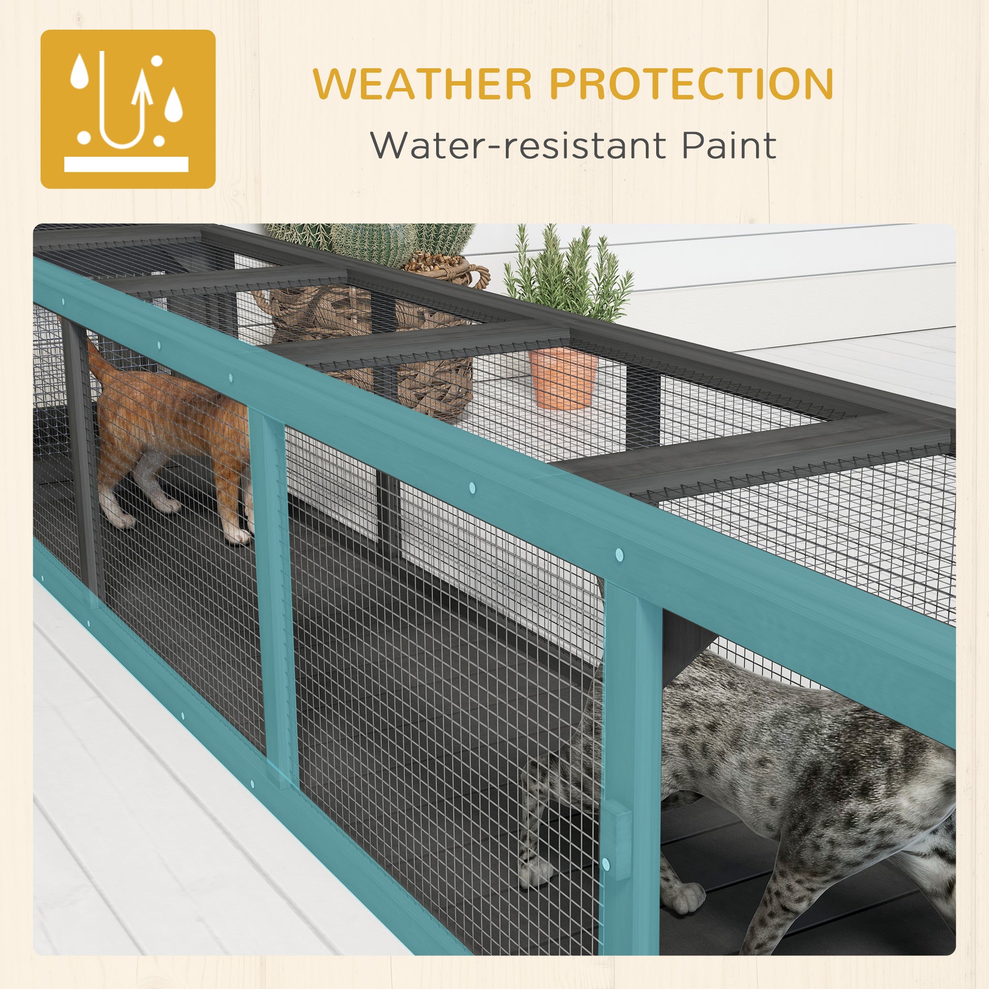 Pawhut Outdoor Cat Tunnel With Extendable Design, 79" L Wooden Cat Run With Weather Protection, Connecting Inside And Outside, For Deck Patios, Balconies, Dark Gray Grey Black Wood