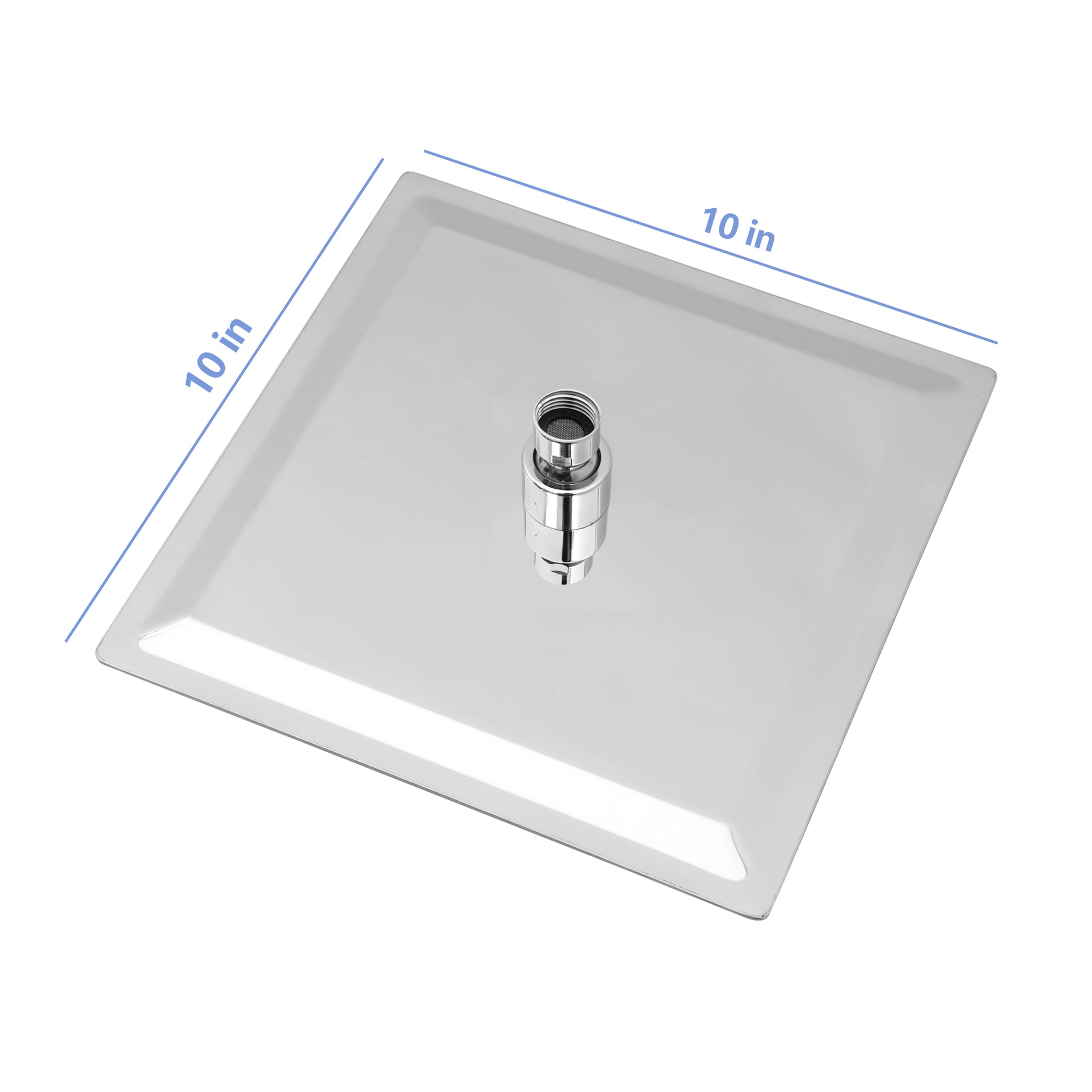 10" Square Rainfall Shower Head, Wall Ceiling Mounted, Chrome Chrome Stainless Steel