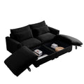 Corduroy Two Seater Sofa With 2 Storage Footrest,2 Seater Sectional Deep Seat Sofa,Comfy Couches For Living Room,Black Sofa Black Corduroy 2 Seat