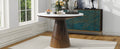 Retro Round Dining Table Minimalist Elegant Table For Living Room, Dining Room White Brown Brown White Rubber Wood