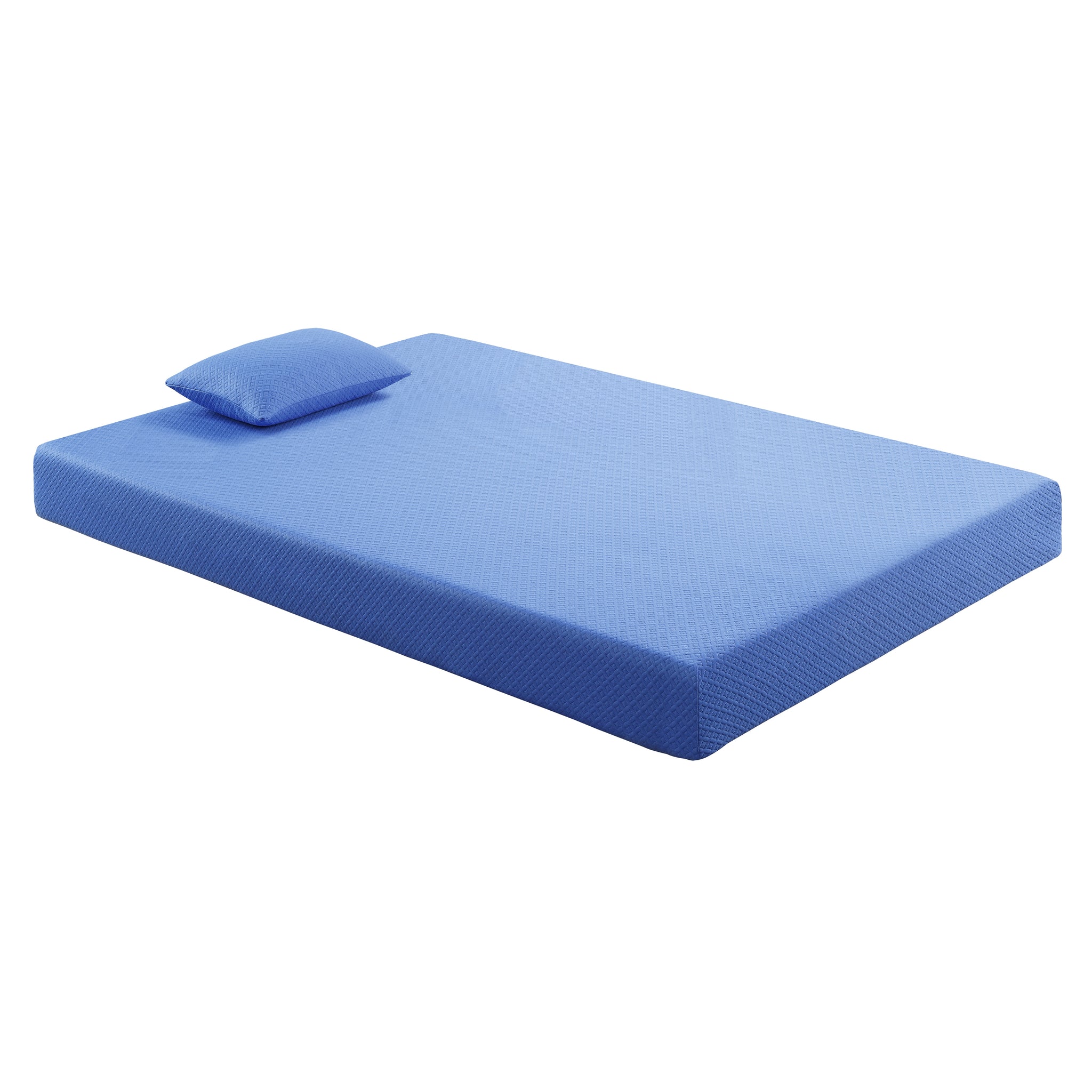 7Inch Full Mattress And Pillow Setfabric Gel Infused Memory Foam Mattress, Blue, Mattress In A Box Blue Bedroom Foam Full