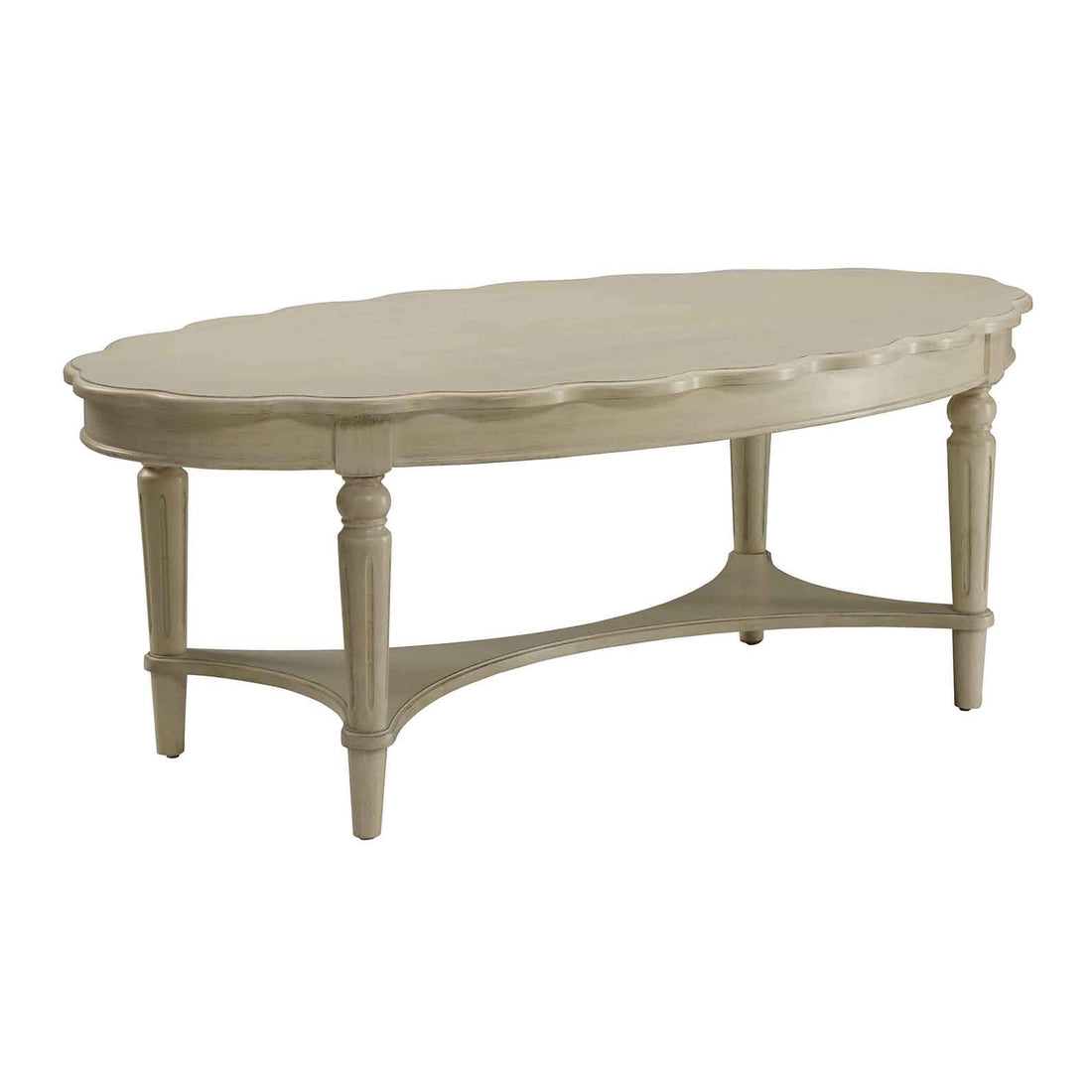 Antique White Coffee Table With Bottom Shelf Antique White Primary Living Space Traditional Oval Wood Metal