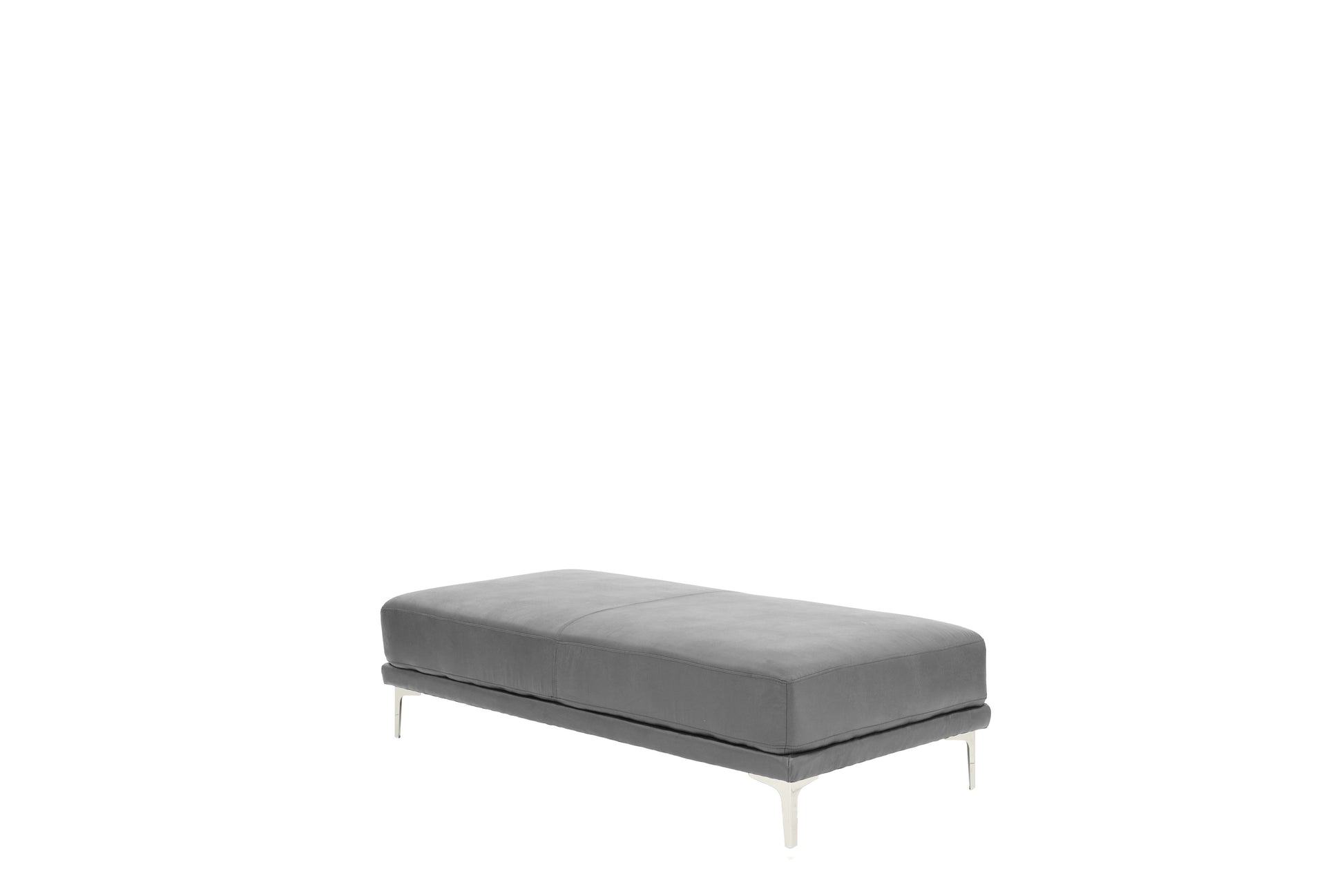 Modern Antique Gray Large Ottoman Metal Legs 1Pc Cocktail Ottoman Living Room Antique Gray Faux Leather Primary Living Space Grey Contemporary,Modern Rectangle Bonded Leather