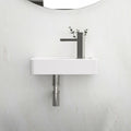 15.75X8.69 Inch White Ceramic Rectangle Wall Mount Bathroom Sink With Single Faucet Hole White Ceramic