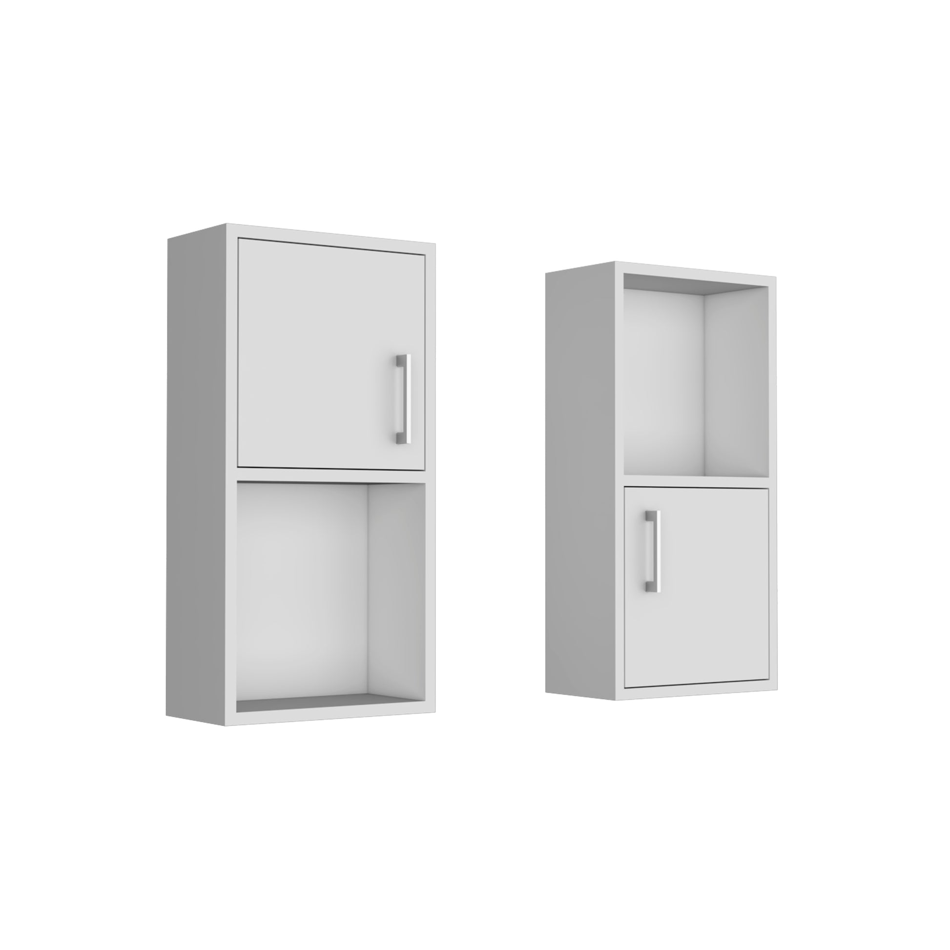 Oba 2 Pc Wall Mounted Bathroom Medicine Cabinet With Open And Closed Storage 2 White 2 4 Bathroom Freestanding Modern Particle Board Engineered Wood