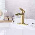 Waterfall Bathroom Faucet Single Handle Bathroom Sink Faucets 1 Or 3 Hole Solid Vanity Faucet With Deck Plate & Overflow Pop Up Drain Brushed Nickel One Brushed Gold Bathroom Gold Brass