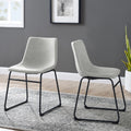 Industrial Faux Leather Dining Chairs, Set Of 2 Grey Gray Polyester Pu Leather