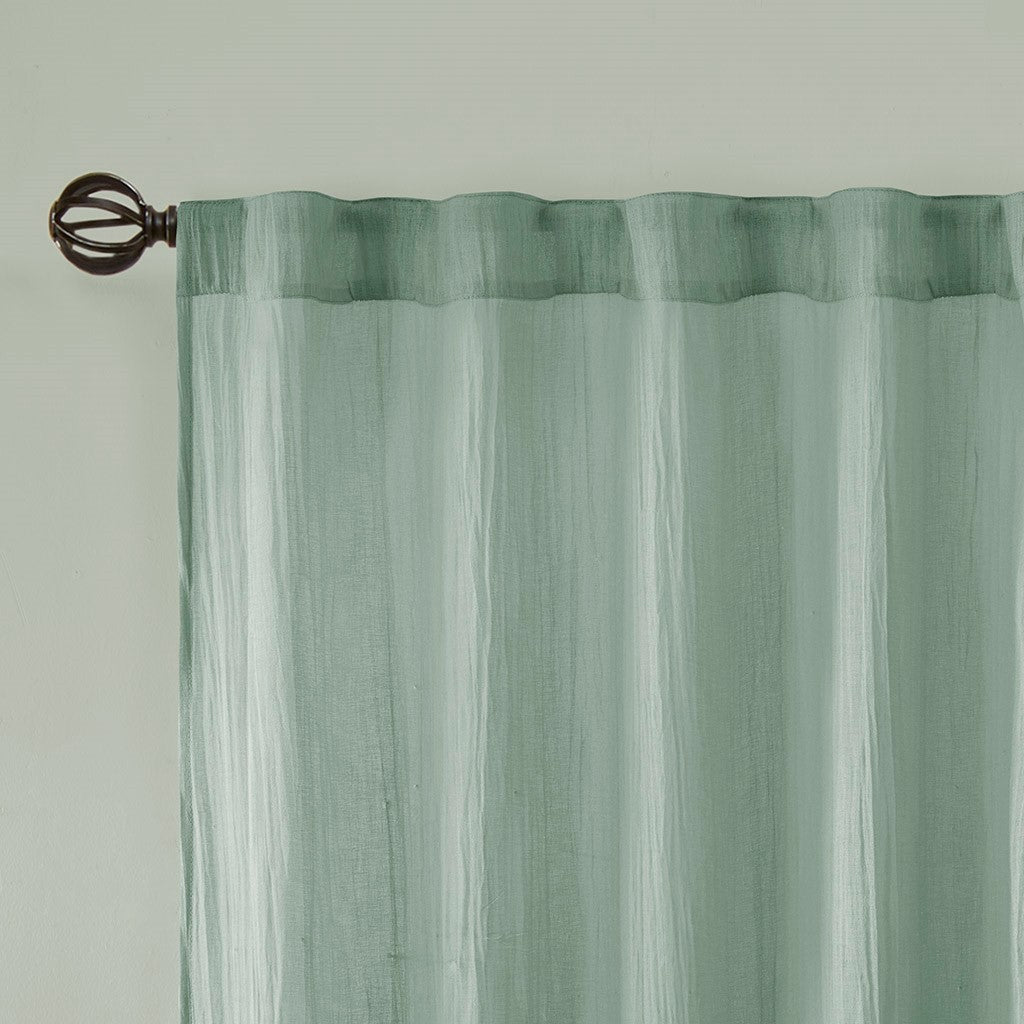 Solid Crushed Curtain Panel Pair 2 Pcs Window Panels Aqua Polyester