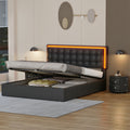 3 Pieces Bedroom Sets,Queen Size Upholstered Bed With Led Lights,Hydraulic Storage System, Two Nightstands With Crystal Decoration,Black Queen Black 3 Piece Set Wood