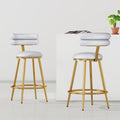 27.65'' Modern Counter Stools Set Of 2,Light Gray Velvet Counter Stools With Iron Frame,Soft Back And Cushion,Footrest,Suitable For Kitchen Bedroom Dining Room Iron Light Gray Kitchen Sponge Modern